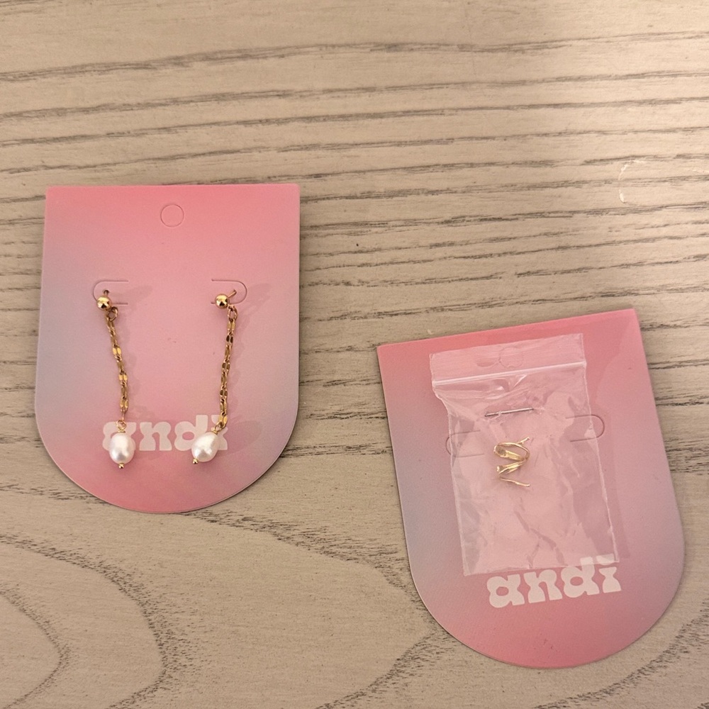 Gold and Pearl Drop Earrings